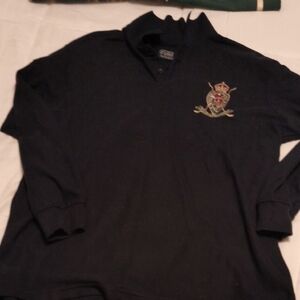 Polo by Ralph Lauren Blue Shirt with Embroidered Crest On Back With Arm Patch 9